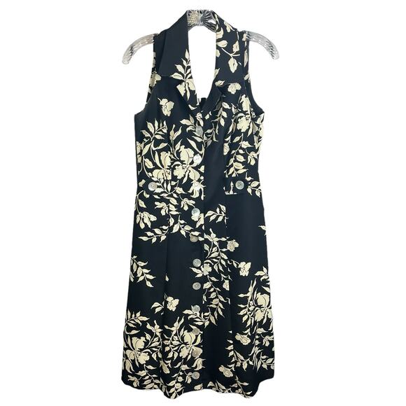 Vintage 90's VIRGO Floral Black Button Front Maxi Dress - Picture 1 of 10